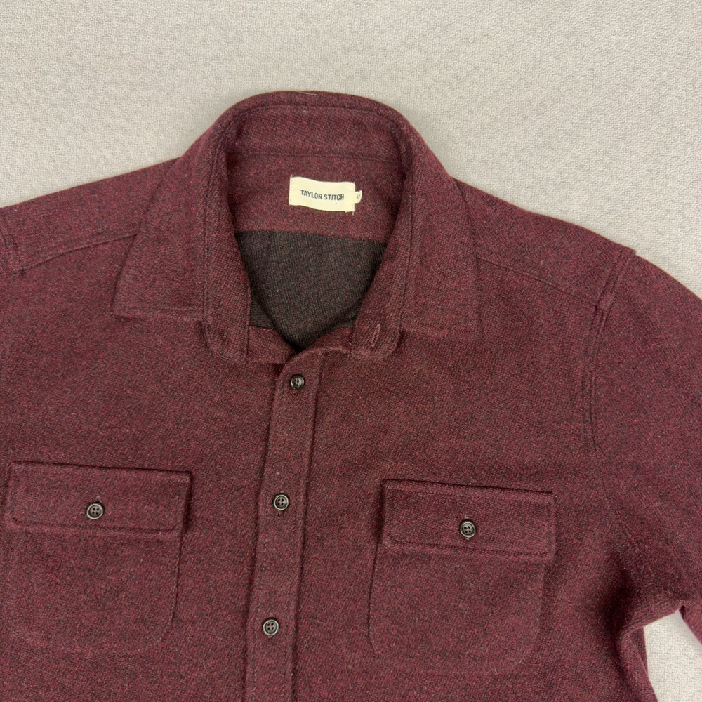 Taylor Stitch Wool Blend Maritime Shirt Mens 42 Large Burgundy Overshirt Shacket - Picture 3 of 7